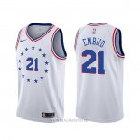 Camiseta Philadelphia 76ers Joel Embiid NO 21 Earned Blanco