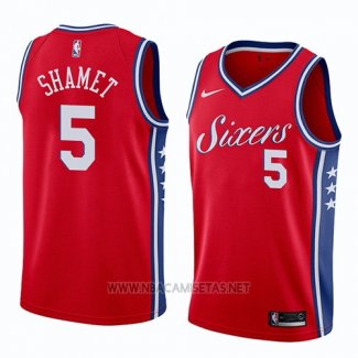 Camiseta Philadelphia 76ers Landry Shamet NO 5 Statement 2018 Rojo