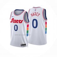 Camiseta Philadelphia 76ers Tyrese Maxey NO 0 Ciudad 2024-25 Blanco