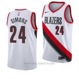 Camiseta Portland Trail Blazers Anfernee Simons NO 24 Association 2018 Blanco