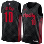 Camiseta Portland Trail Blazers Jake Layman NO 10 Ciudad 2018 Negro