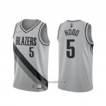 Camiseta Portland Trail Blazers Rodney Hood NO 5 Earned 2020-21 Gris