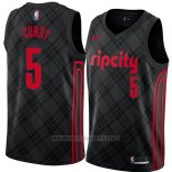 Camiseta Portland Trail Blazers Seth Curry NO 5 Ciudad 2017-18 Negro