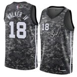 Camiseta San Antonio Spurs Lonnie Walker IV NO 18 Ciudad 2017-18 Negro