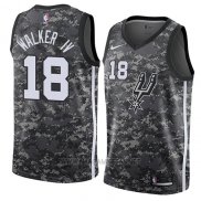 Camiseta San Antonio Spurs Lonnie Walker IV NO 18 Ciudad 2017-18 Negro
