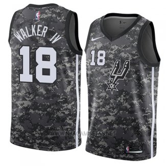 Camiseta San Antonio Spurs Lonnie Walker IV NO 18 Ciudad 2017-18 Negro
