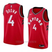 Camiseta Toronto Raptors Lorenzo Brown NO 4 Icon 2018 Rojo