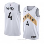 Camiseta Toronto Raptors Lorenzo Marron NO 4 Ciudad 2018 Blanco