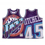 Camiseta Utah Jazz Donovan Mitchell NO 45 Mitchell & Ness Big Face Violeta