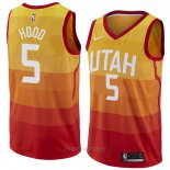 Camiseta Utah Jazz Rodney Hood NO 5 Ciudad 2018 Amarillo