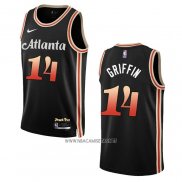 Camiseta Atlanta Hawks AJ Griffin NO 14 Ciudad 2022-23 Negro
