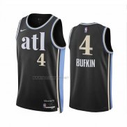 Camiseta Atlanta Hawks Kobe Bufkin NO 4 Ciudad 2023-24 Negro