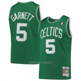 Camiseta Boston Celtics Kevin Garnett NO 5 Hardwood Classics Throwback Verde