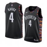 Camiseta Brooklyn Nets Jaylen Hands NO 4 Ciudad 2019 Negro