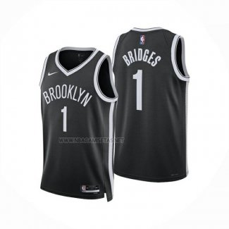 Camiseta Brooklyn Nets Mikal Bridges NO 1 Icon 2025-26 Negro