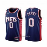 Camiseta Brooklyn Nets Reggie Perry NO 0 Ciudad 2021-22 Azul