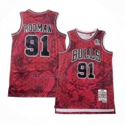 Camiseta Chicago Bulls Dennis Rodman NO 91 Asian Heritage Throwback 1997-98 Rojo