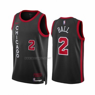 Camiseta Chicago Bulls Lonzo Ball NO 2 Ciudad 2023-24 Negro