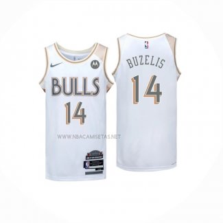 Camiseta Chicago Bulls Matas Buzelis NO 14 Ciudad 2024-25 Blanco