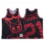 Camiseta Chicago Bulls Thaddeus Young NO 21 Mitchell & Ness Big Face Negro