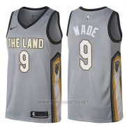 Camiseta Cleveland Cavaliers Dwyane Wade NO 9 Ciudad Gris