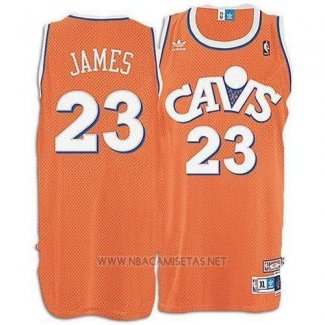 Camiseta Cleveland Cavaliers LeBron James NO 23 Retro Naranja