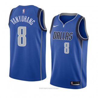 Camiseta Dallas Mavericks Ding Yanyuhang NO 8 Icon 2018 Azul