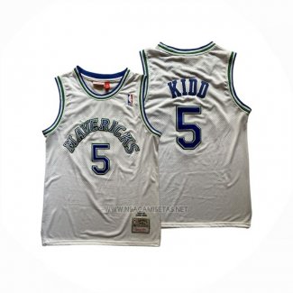 Camiseta Dallas Mavericks Jason Kidd NO 5 Mitchell & Ness 1994-95 Blanco