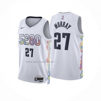 Camiseta Denver Nuggets Jamal Murray NO 27 Ciudad 2024-25 Blanco
