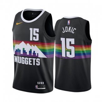 Camiseta Denver Nuggets Nikola Jokic NO 15 Ciudad Negro