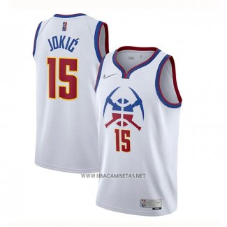 Camiseta Denver Nuggets Nikola Jokic NO 15 Earned 2020-21 Blanco