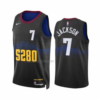 Camiseta Denver Nuggets Reggie Jackson NO 7 Ciudad 2023-24 Negro