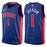Camiseta Detroit Pistons Reggie Jackson NO 1 Icon 2017-18 Azul