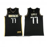 Camiseta Golden Edition Dallas Mavericks NO 77 Luka Doncic 2020-21 Negro