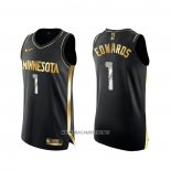 Camiseta Golden Edition Minnesota Timberwolves Anthony NO 1 Edwards 2020-21 Negro