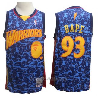 Camiseta Golden State Warriors Bape NO 93 Hardwood Classics Azul