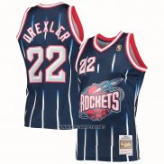 Camiseta Houston Rockets Clyde Drexler NO 22 Mitchell & Ness 1996-97 Azul