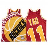 Camiseta Houston Rockets Yao Ming NO 11 Mitchell & Ness Big Face Rojo