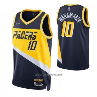 Camiseta Indiana Pacers Brad Wanamaker NO 10 Ciudad 2021-22 Azul