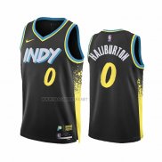 Camiseta Indiana Pacers Tyrese Haliburton NO 0 Ciudad 2023-24 Negro