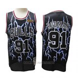 Camiseta Lightning Chicago Bulls Dennis Rodman NO 91 Negro