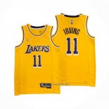 Camiseta Los Angeles Lakers Kyrie Irving NO 11 75th Anniversary 2021-22 Amarillo