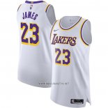 Camiseta Los Angeles Lakers LeBron James NO 23 Association Autentico Blanco