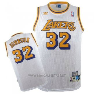 Camiseta Los Angeles Lakers Magic Johnson NO 32 Retro Blanco