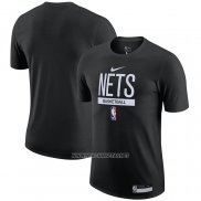 Camiseta Manga Corta Brooklyn Nets Practice Performance 2022-23 Negro