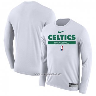 Camiseta Manga Larga Boston Celtics Practice Performance 2022-23 Blanco