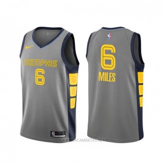 Camiseta Memphis Grizzlies C.j. Miles NO 6 Ciudad Gris
