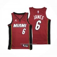 Camiseta Miami Heat LeBron James NO 6 Statement 2020-21 Rojo