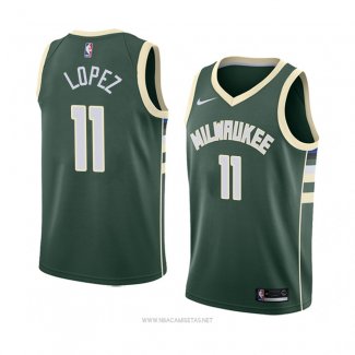 Camiseta Milwaukee Bucks Brook Lopez NO 11 Icon 2018 Verde