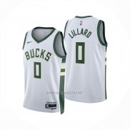 Camiseta Milwaukee Bucks Damian Lillard NO 0 Association 2024-25 Blanco